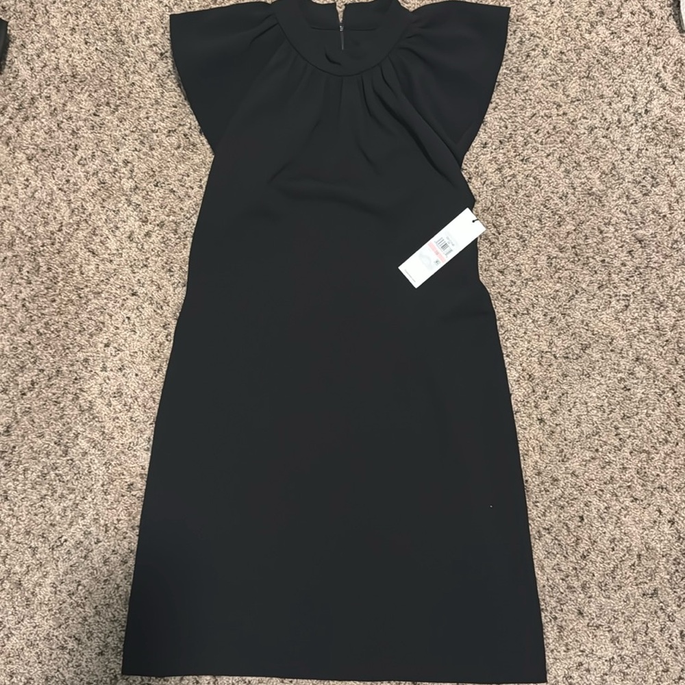 Calvin Klein black knee length dress with flutter sleeves new with tag size 10